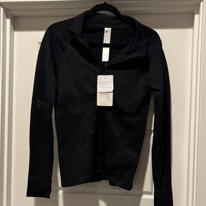 Fabletics Black Full-Zip Jacket XL Mia Seamless Mock Neck Zip NWT